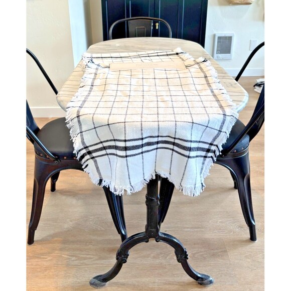 French Dining Table Black & White Farmhouse Style Table Runner, 16 X 80 Inches - Picture 1 of 4
